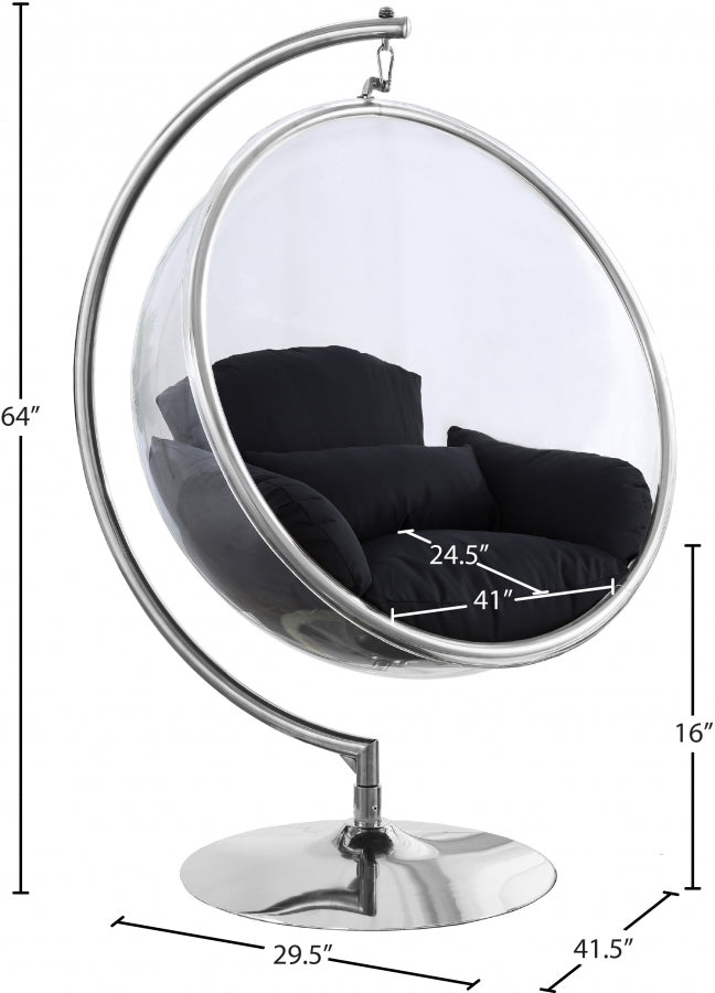 Luna Acrylic And Fabric Upholstered Swing Bubble Accent Chair