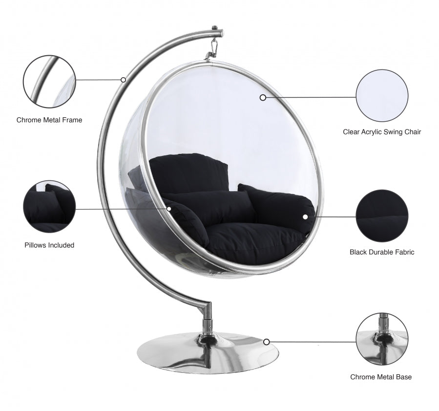 Luna Acrylic And Fabric Upholstered Swing Bubble Accent Chair