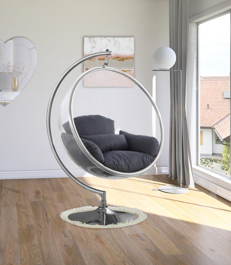 Luna Acrylic And Fabric Upholstered Swing Bubble Accent Chair