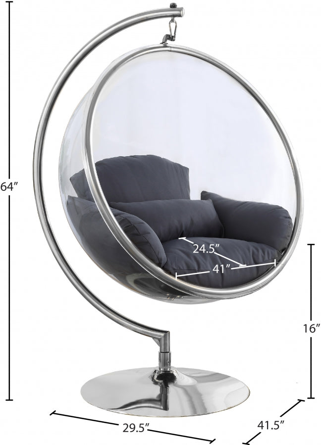 Luna Acrylic And Fabric Upholstered Swing Bubble Accent Chair
