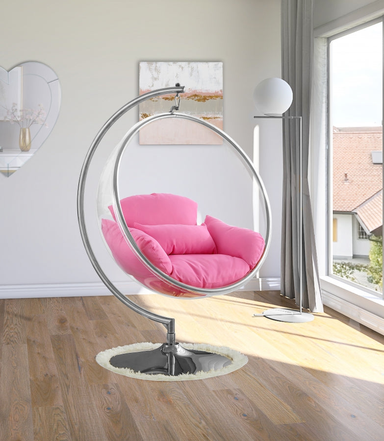 Luna Acrylic And Fabric Upholstered Swing Bubble Accent Chair