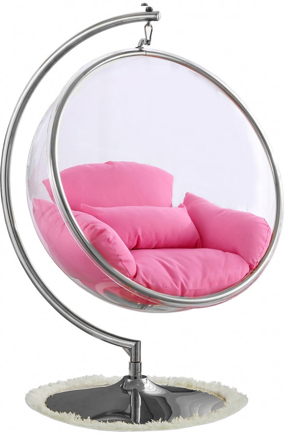 Luna Acrylic And Fabric Upholstered Swing Bubble Accent Chair