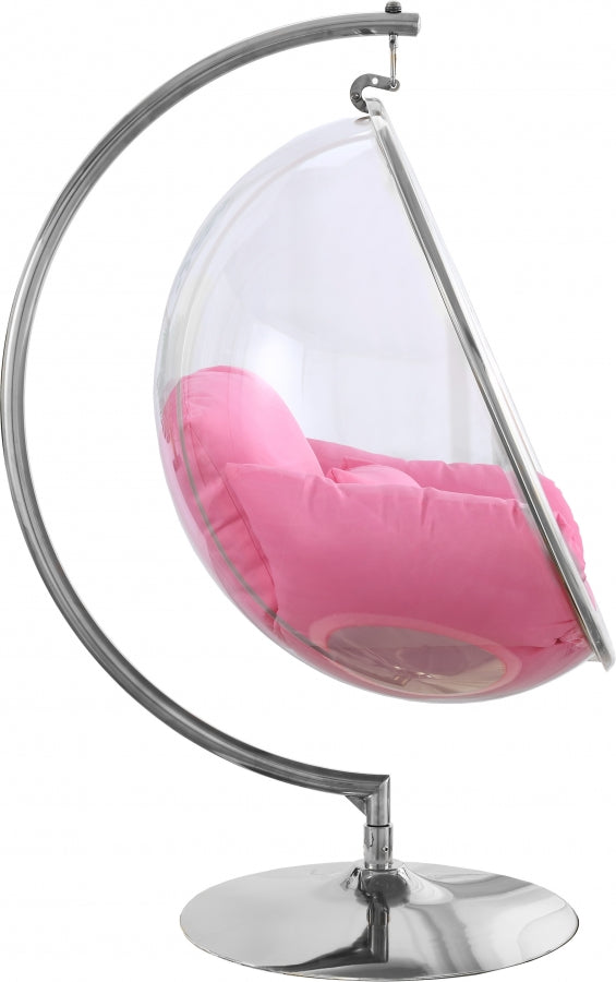 Luna Acrylic And Fabric Upholstered Swing Bubble Accent Chair