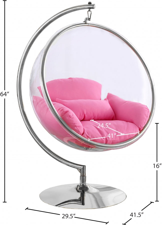 Luna Acrylic And Fabric Upholstered Swing Bubble Accent Chair