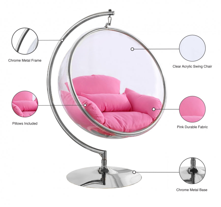 Luna Acrylic And Fabric Upholstered Swing Bubble Accent Chair