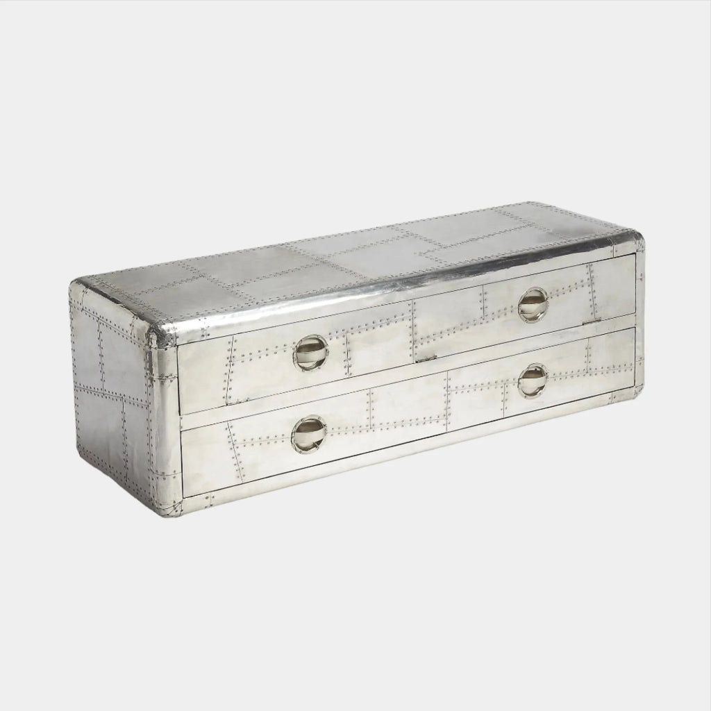 Entertainment Console Center Media Aviation Rounded Corners Distressed