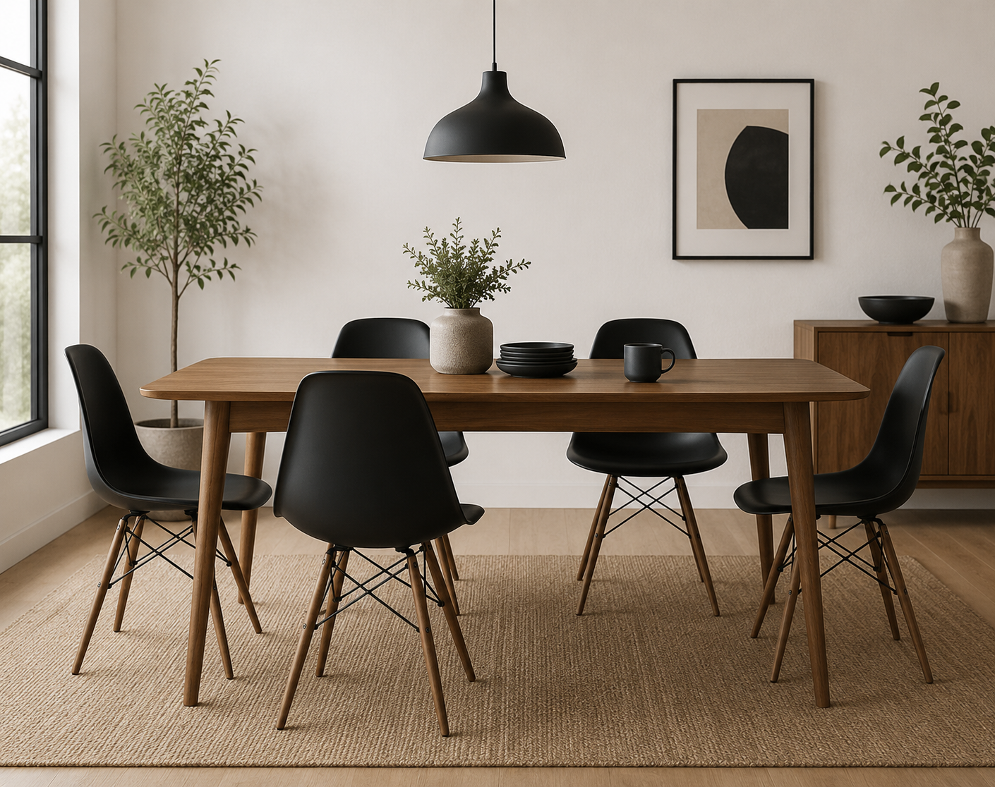 Eames Eiffel Molded Plastic Chair (Walnut Base)