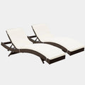 Peer Outdoor Patio Chaise Set of 2 in Brown White