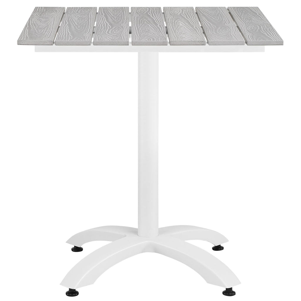Maine 28" Outdoor Patio Dining Table in White Light Gray