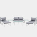 Fortuna 9 Piece Outdoor Patio Sectional Sofa Set in White Gray