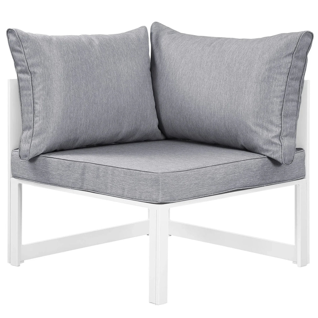 Fortuna 9 Piece Outdoor Patio Sectional Sofa Set in White Gray