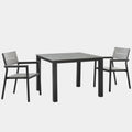 Maine 3 Piece Outdoor Patio Dining Set in Brown Gray