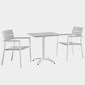 Maine 3 Piece Outdoor Patio Dining Set in White Light Gray
