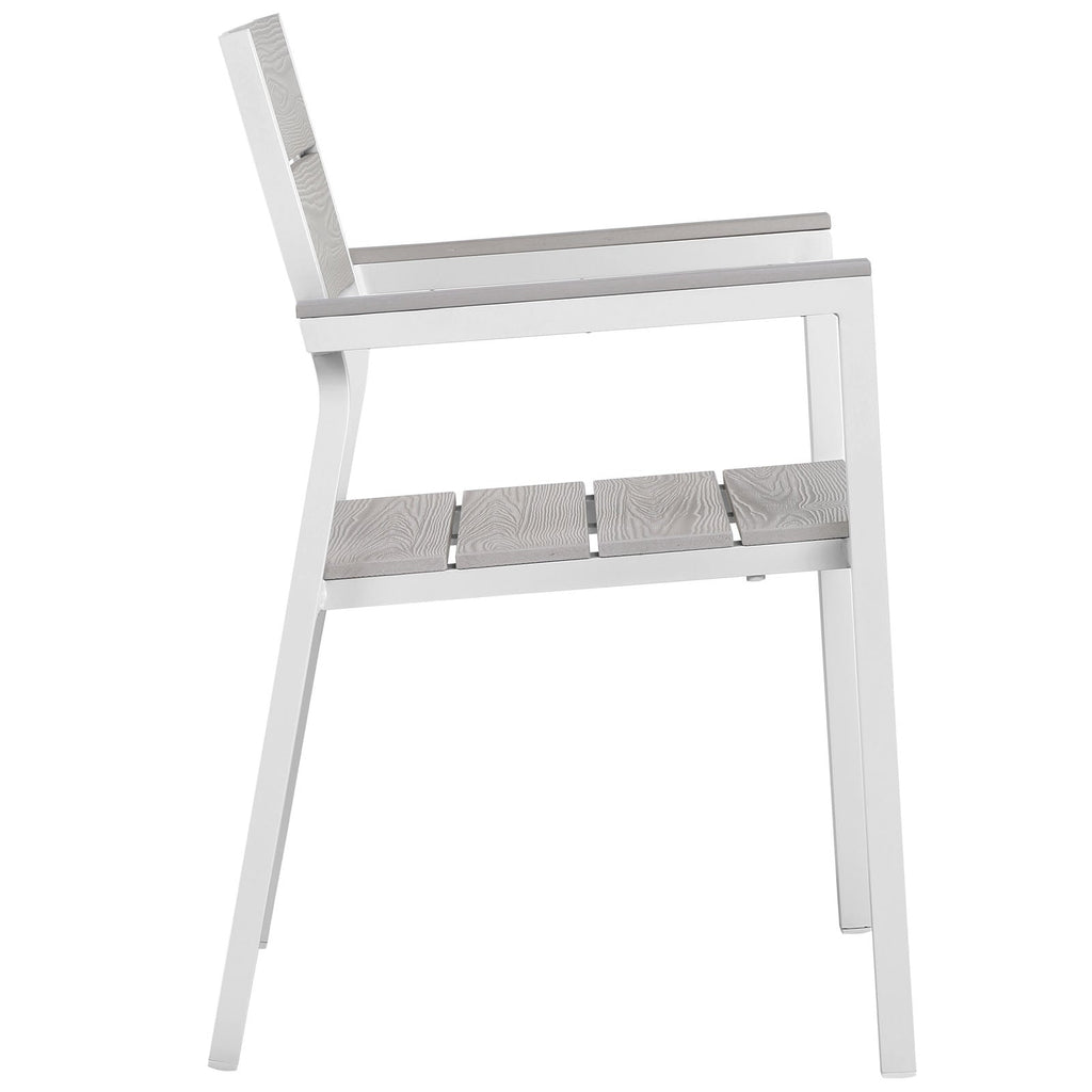 Maine 3 Piece Outdoor Patio Dining Set in White Light Gray