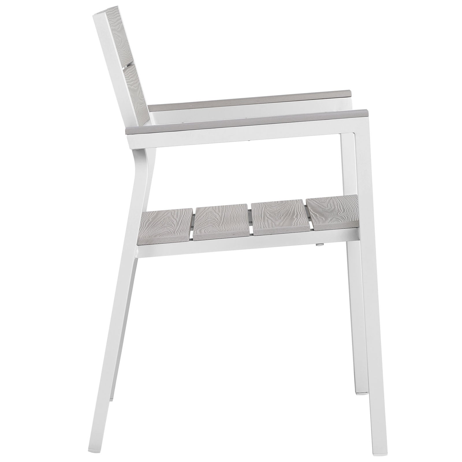Maine 3 Piece Outdoor Patio Dining Set in White Light Gray