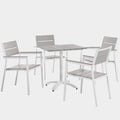 Maine 5 Piece Outdoor Patio Dining Set in White Light Gray