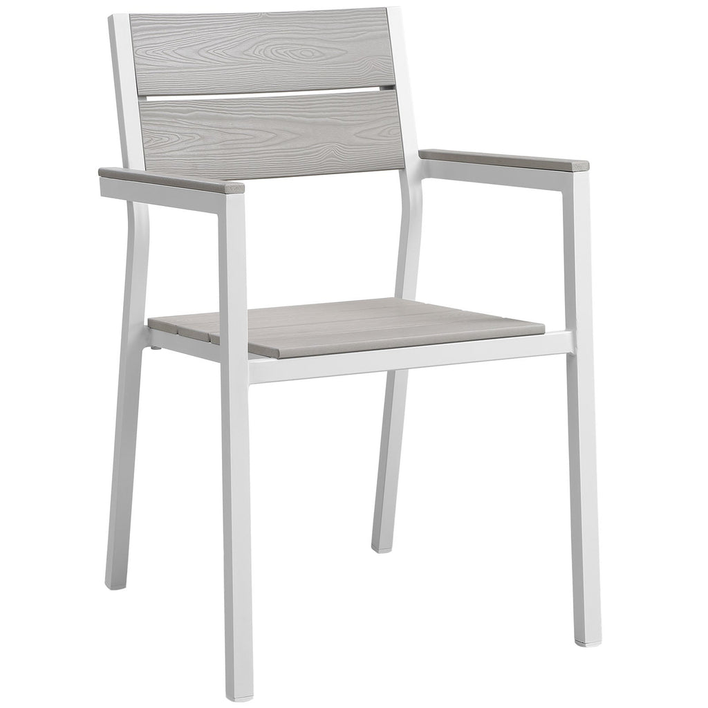 Maine 5 Piece Outdoor Patio Dining Set in White Light Gray