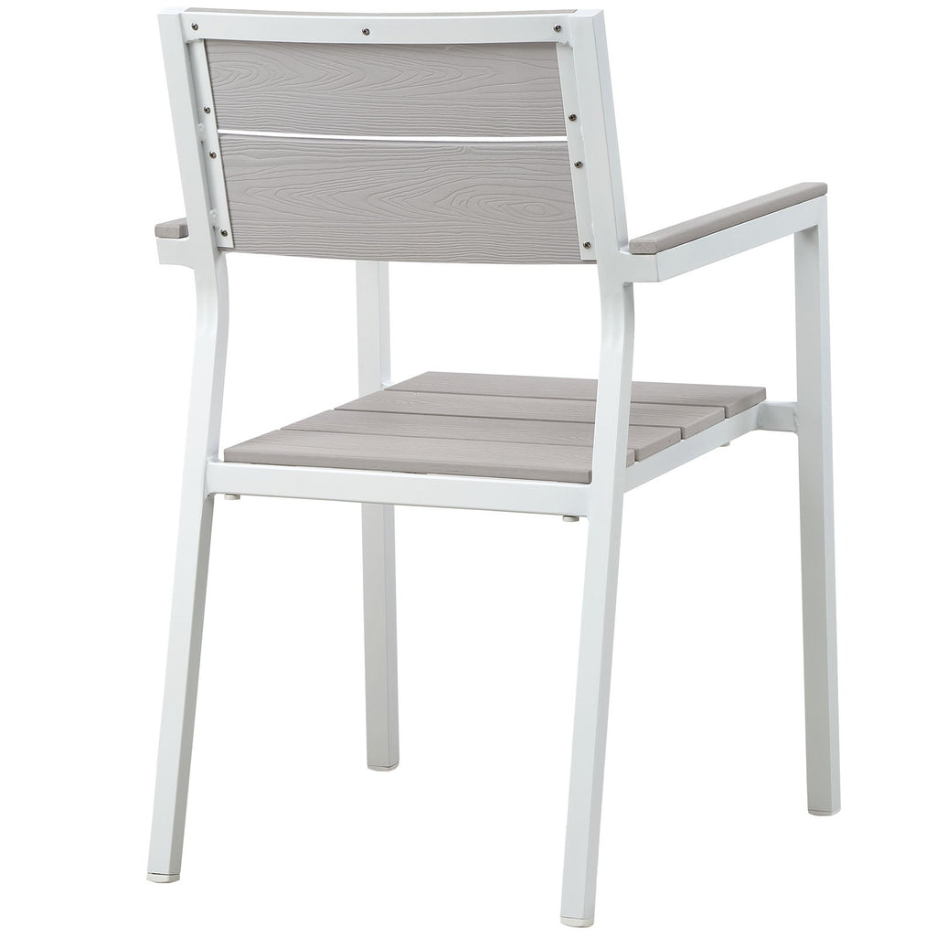 Maine 5 Piece Outdoor Patio Dining Set in White Light Gray