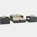 Sojourn 5 Piece Outdoor Patio Sunbrella® Sectional Set in Canvas Antique Beige