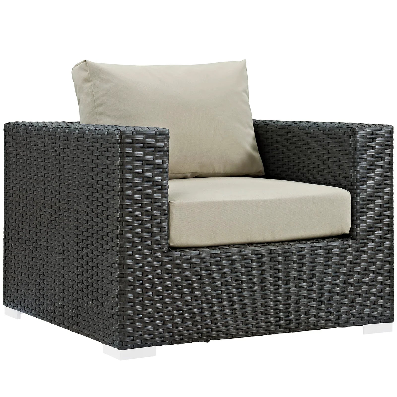 Sojourn 5 Piece Outdoor Patio Sunbrella® Sectional Set in Canvas Antique Beige