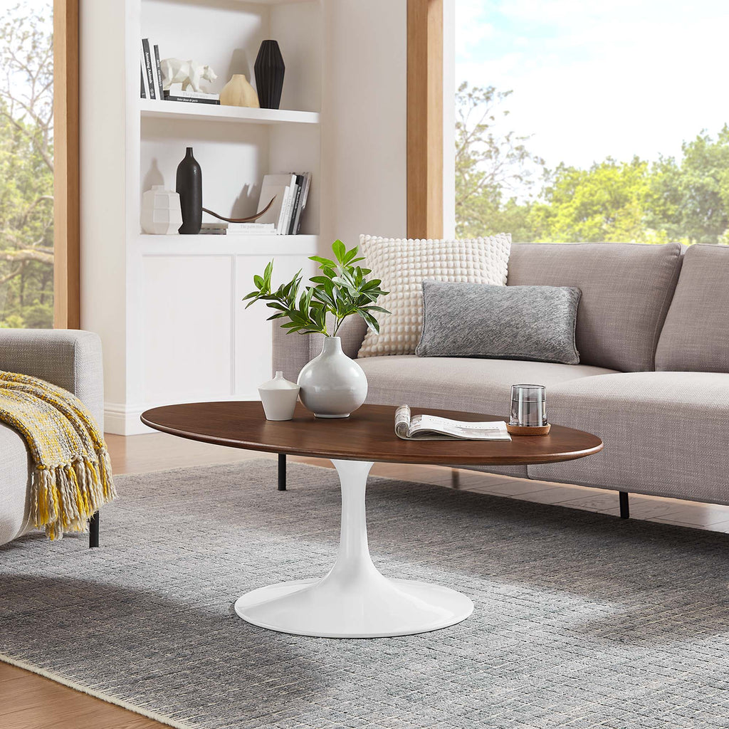 Oval-Shaped Wood Coffee Table