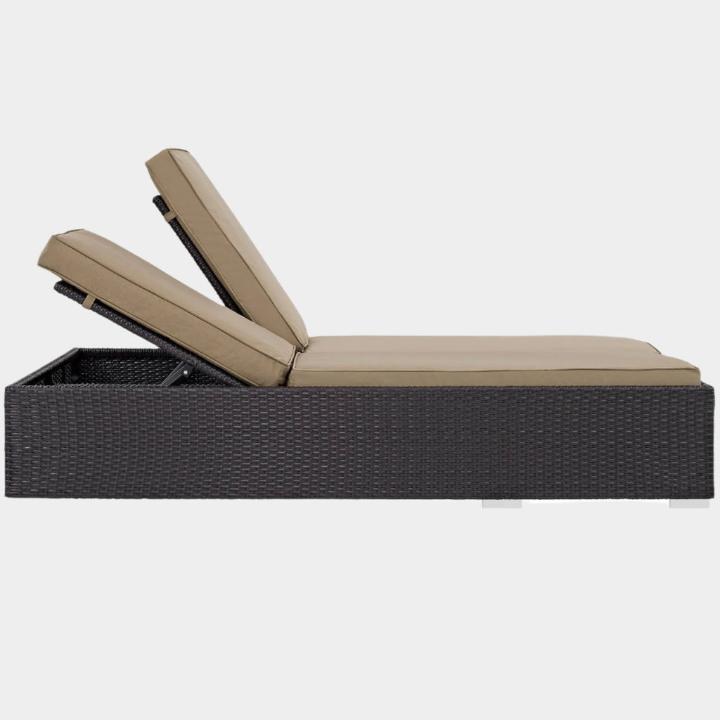 Convene Double Outdoor Patio Chaise in Espresso Mocha