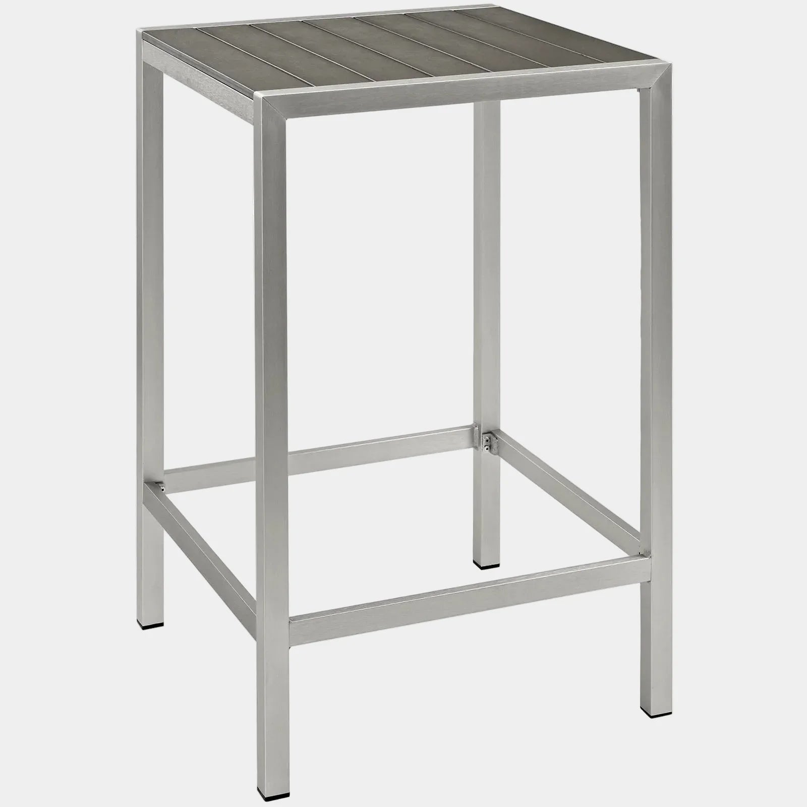 Shore Outdoor Patio Aluminum Bar Table in Silver Gray