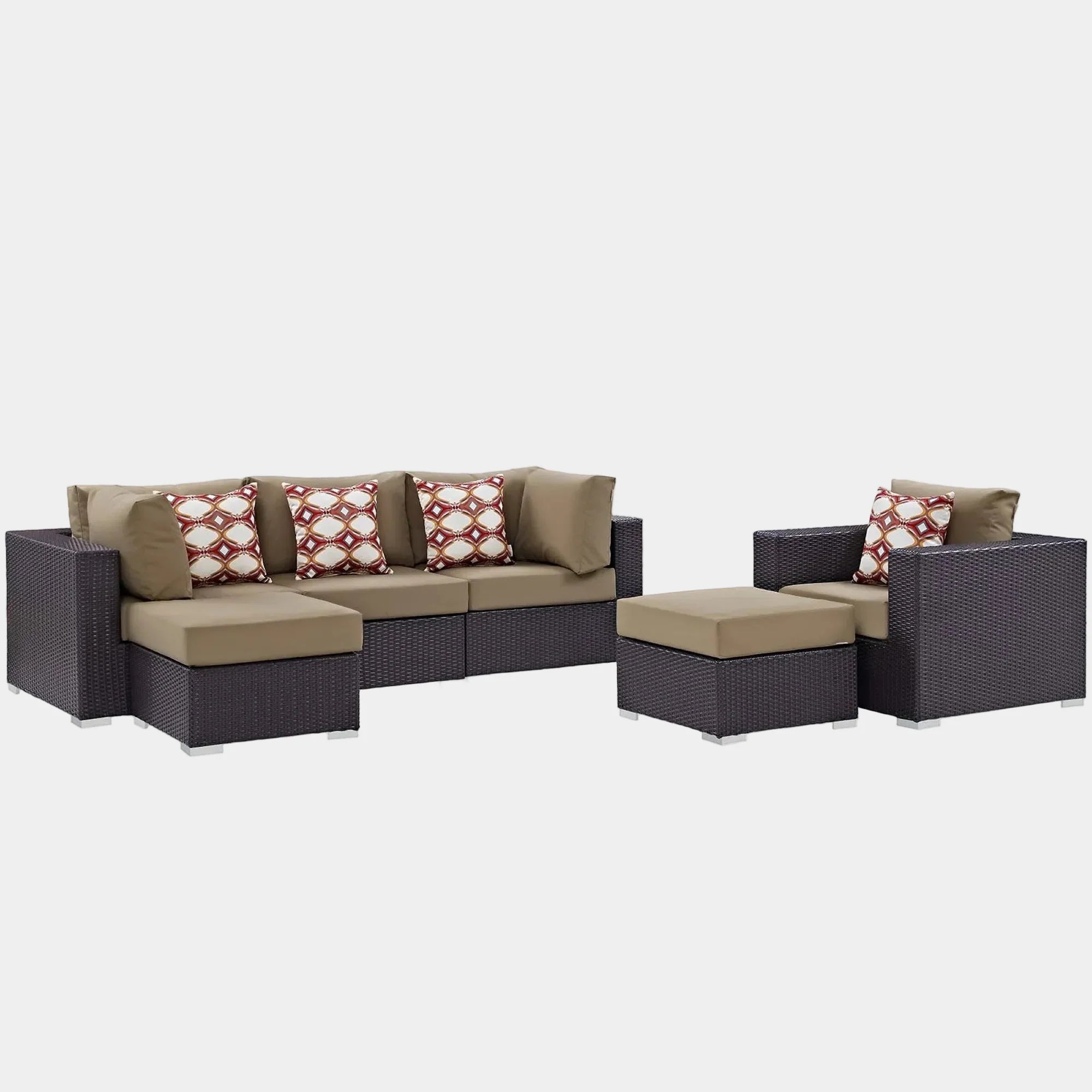 Convene 6 Piece Outdoor Sectional Set in Espresso Mocha