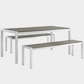 Shore 3 Piece Outdoor Patio Aluminum Dining Set in Silver Gray