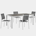 Shore 5 Piece Outdoor Patio Aluminum Dining Set in Silver Black
