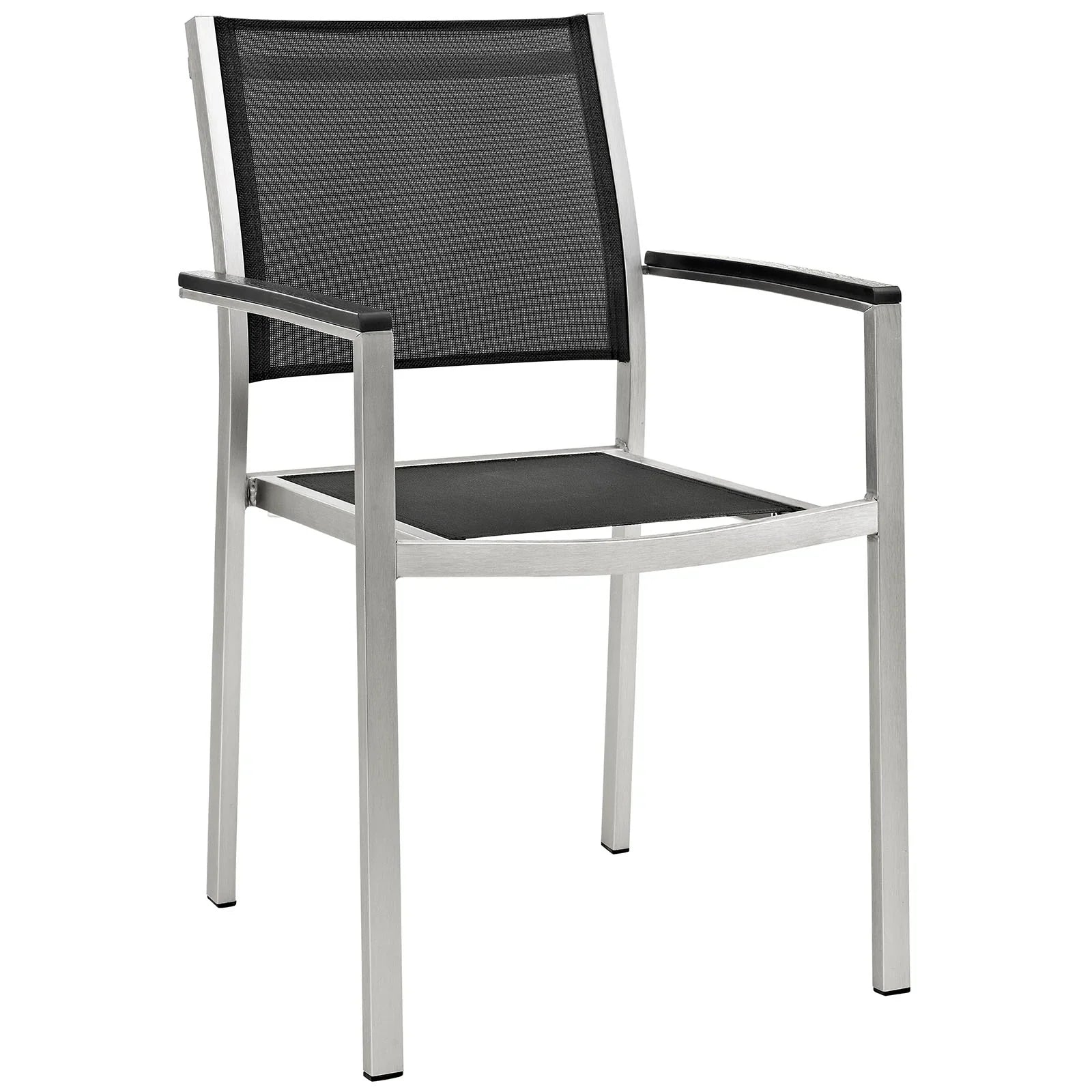 Shore 5 Piece Outdoor Patio Aluminum Dining Set in Silver Black