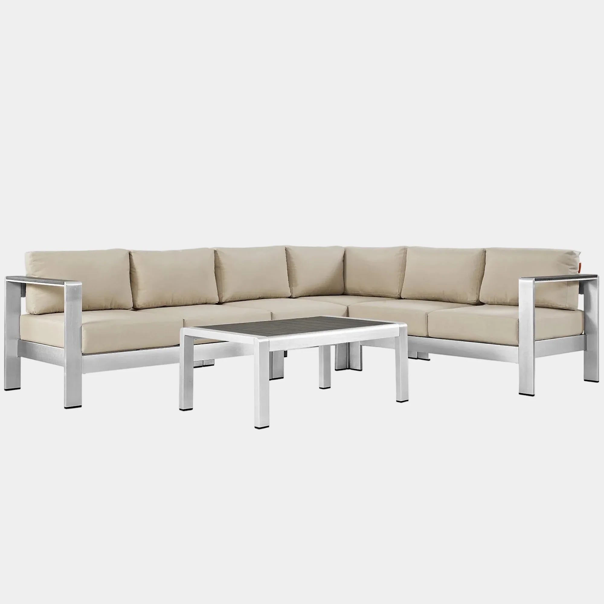 Shore 5 Piece Outdoor Aluminum Sectional Sofa Set