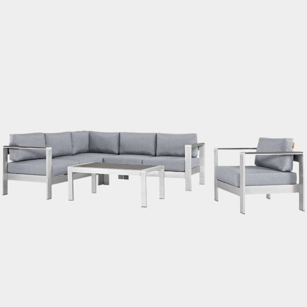 Shore 5 Piece Outdoor Aluminum Sectional Sofa Set