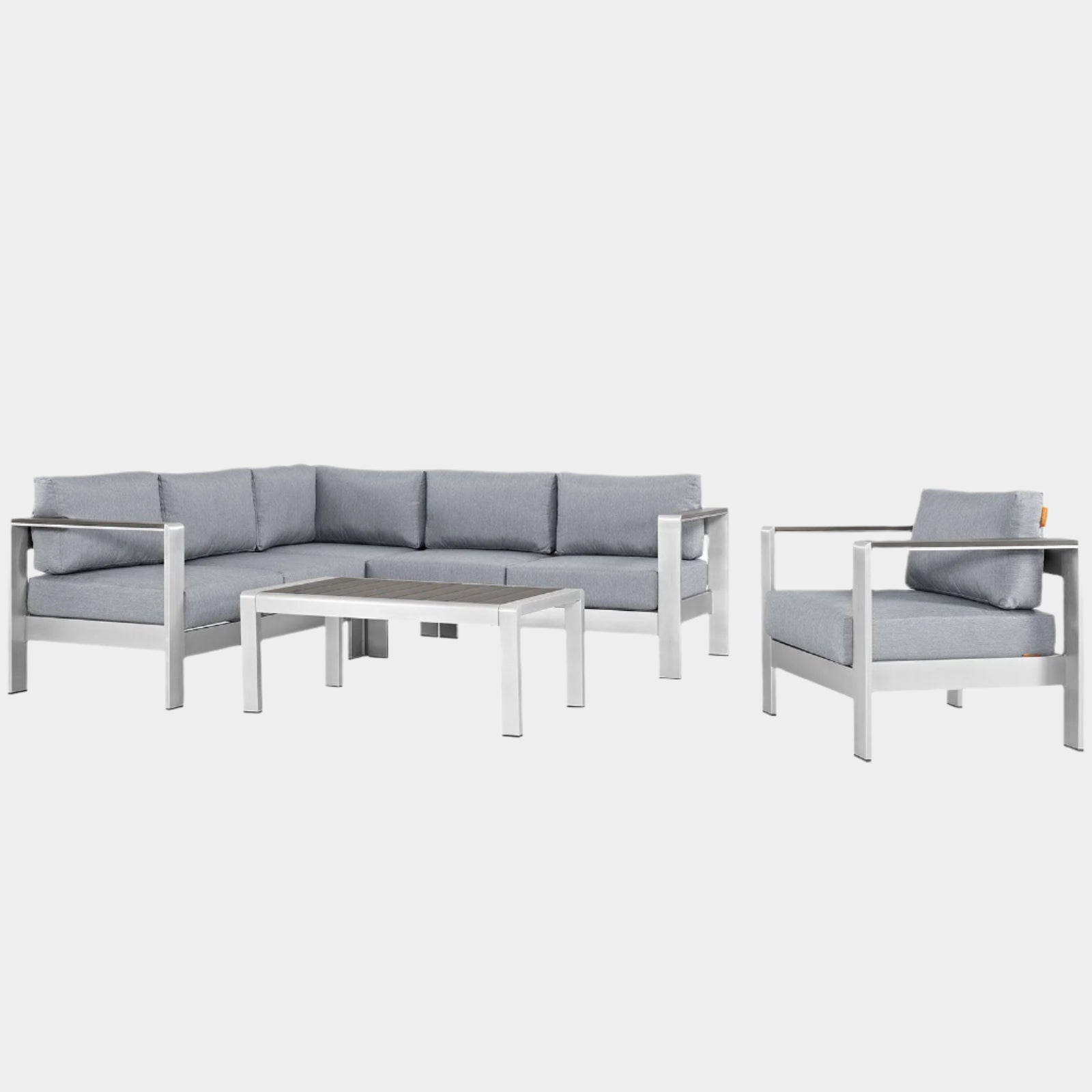 Shore 5 Piece Outdoor Aluminum Sectional Sofa Set