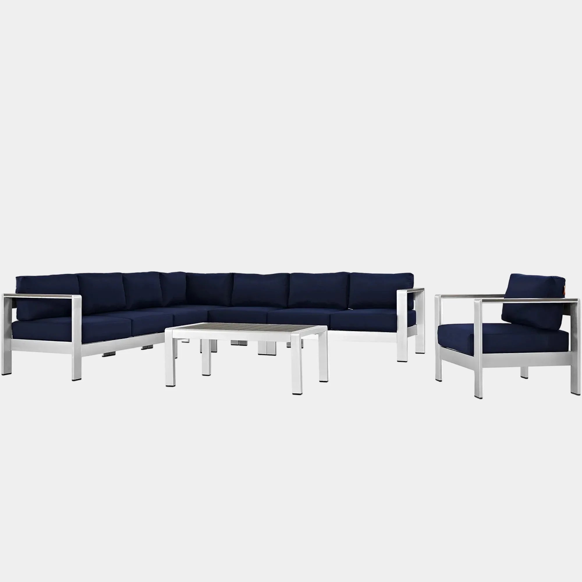 Shore 7 Piece Outdoor Aluminum Sectional Sofa Set