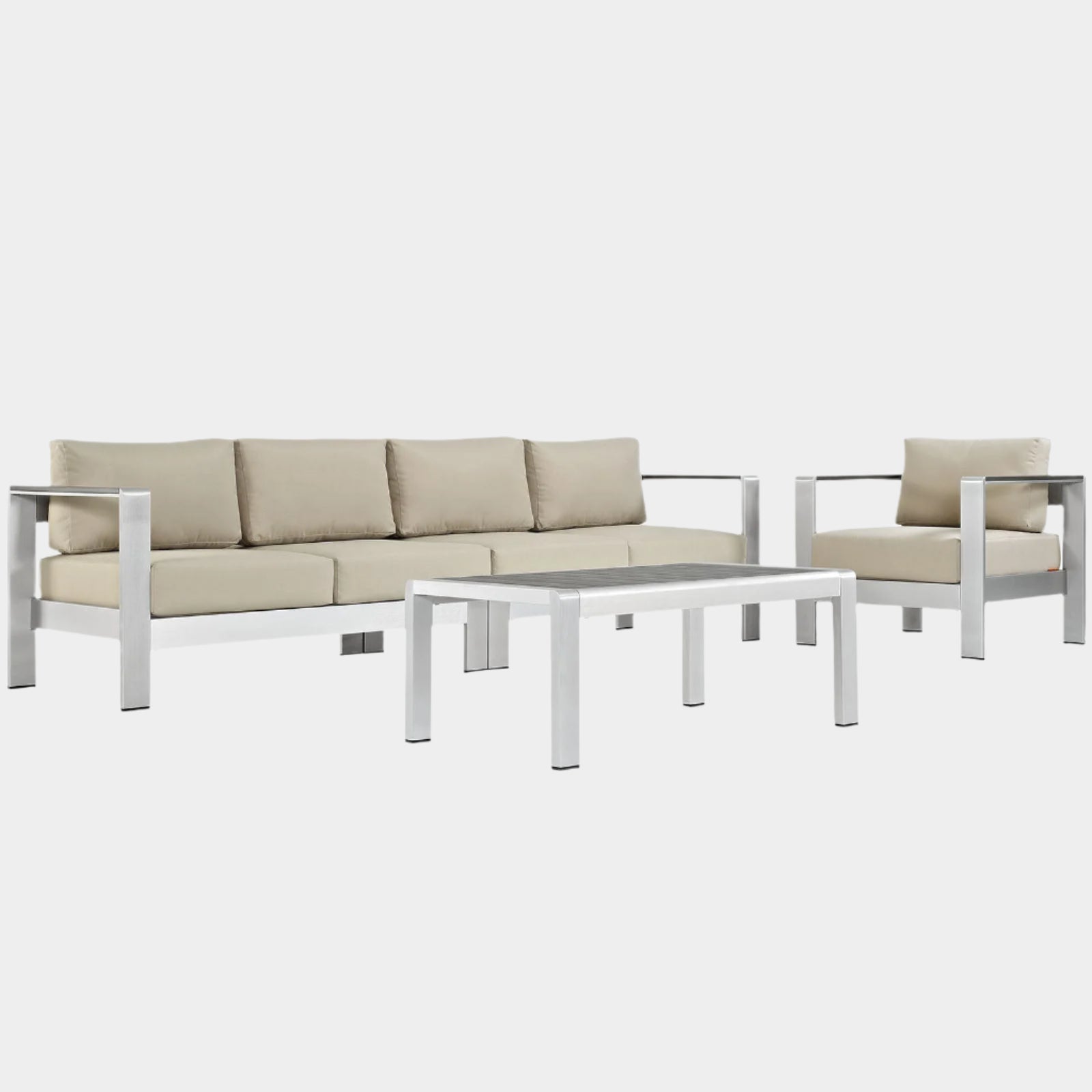 Shore 4 Piece Outdoor Aluminum Sectional Sofa Set
