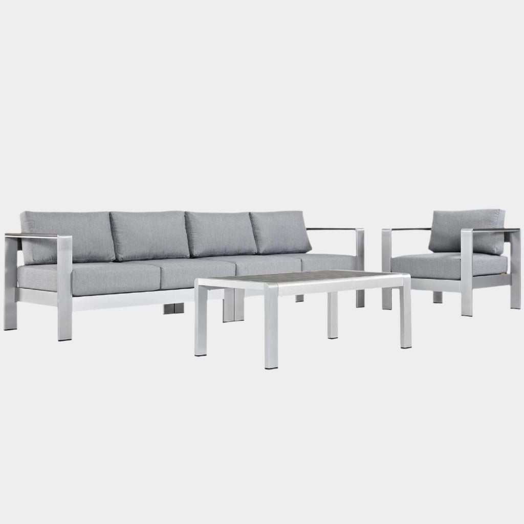 Shore 4 Piece Outdoor Aluminum Sectional Sofa Set