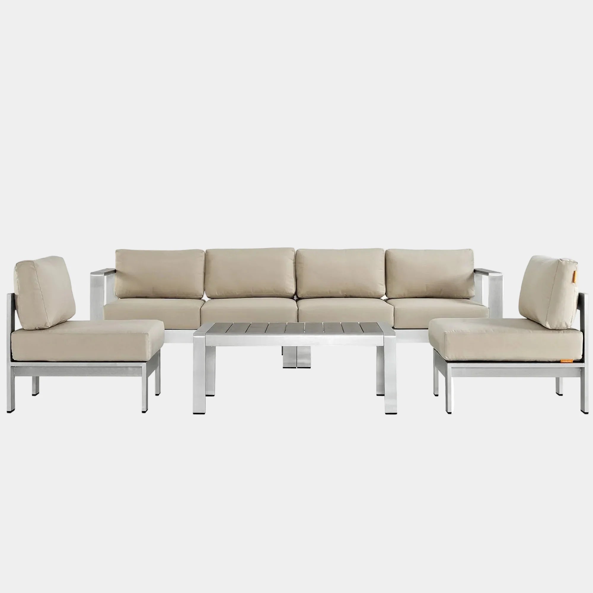 Shore 5 Piece Outdoor Aluminum Sectional Sofa Set