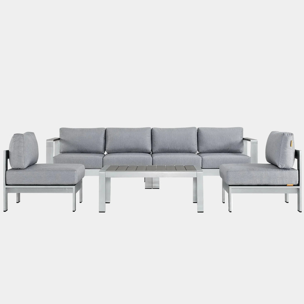 Shore 5 Piece Outdoor Aluminum Sectional Sofa Set