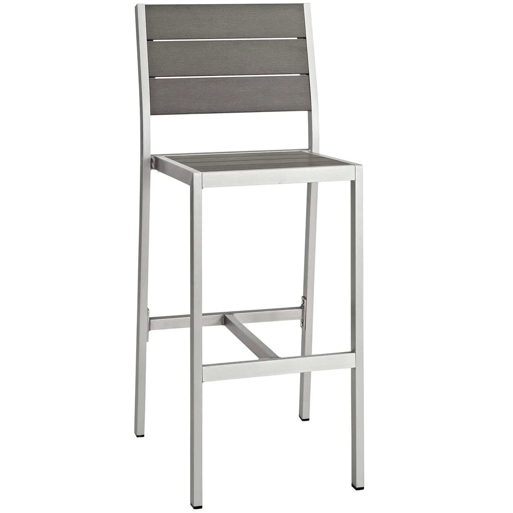 Shore 7 Piece Outdoor Patio Aluminum Dining Set in Silver Gray