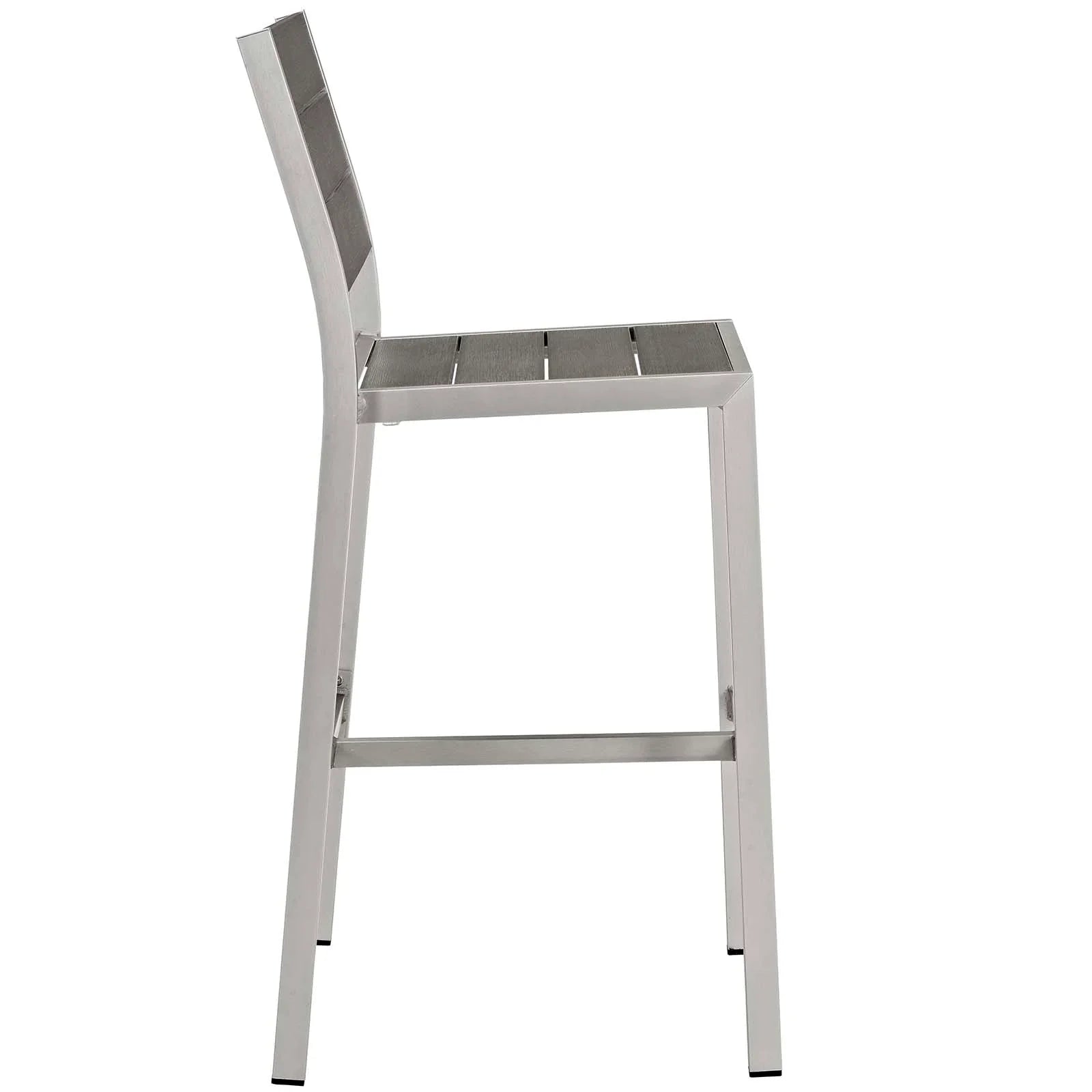 Shore 7 Piece Outdoor Patio Aluminum Dining Set in Silver Gray
