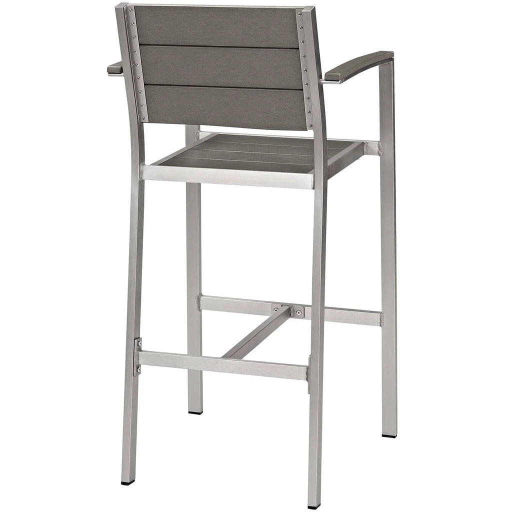 Shore 7 Piece Outdoor Patio Aluminum Dining Set in Silver Gray