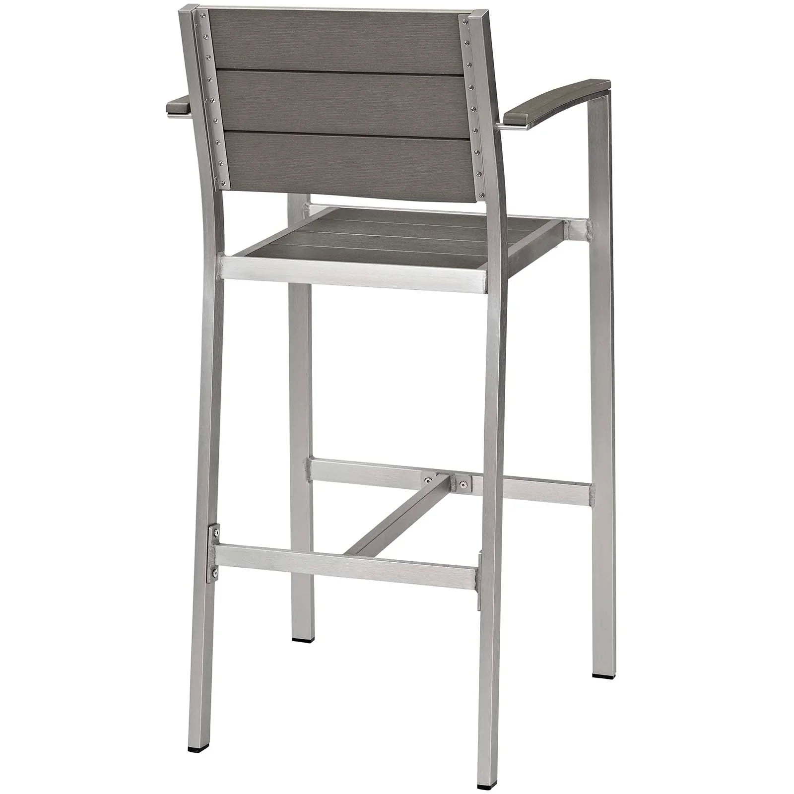 Shore 5 Piece Outdoor Patio Aluminum Dining Set in Silver Gray