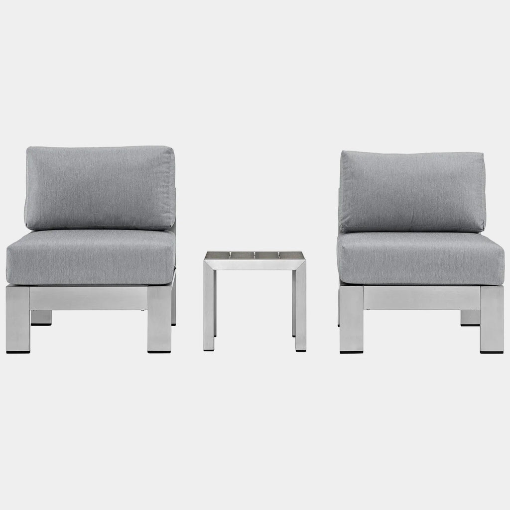 Shore 3 Piece Outdoor Patio Aluminum Sectional Sofa Set
