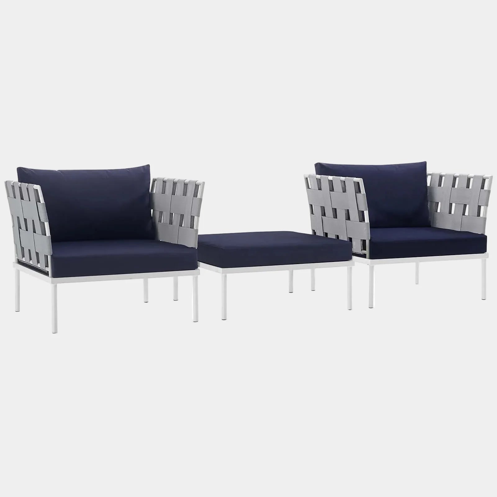 Harmony 3 Piece Outdoor Patio Aluminum Sectional Sofa Set