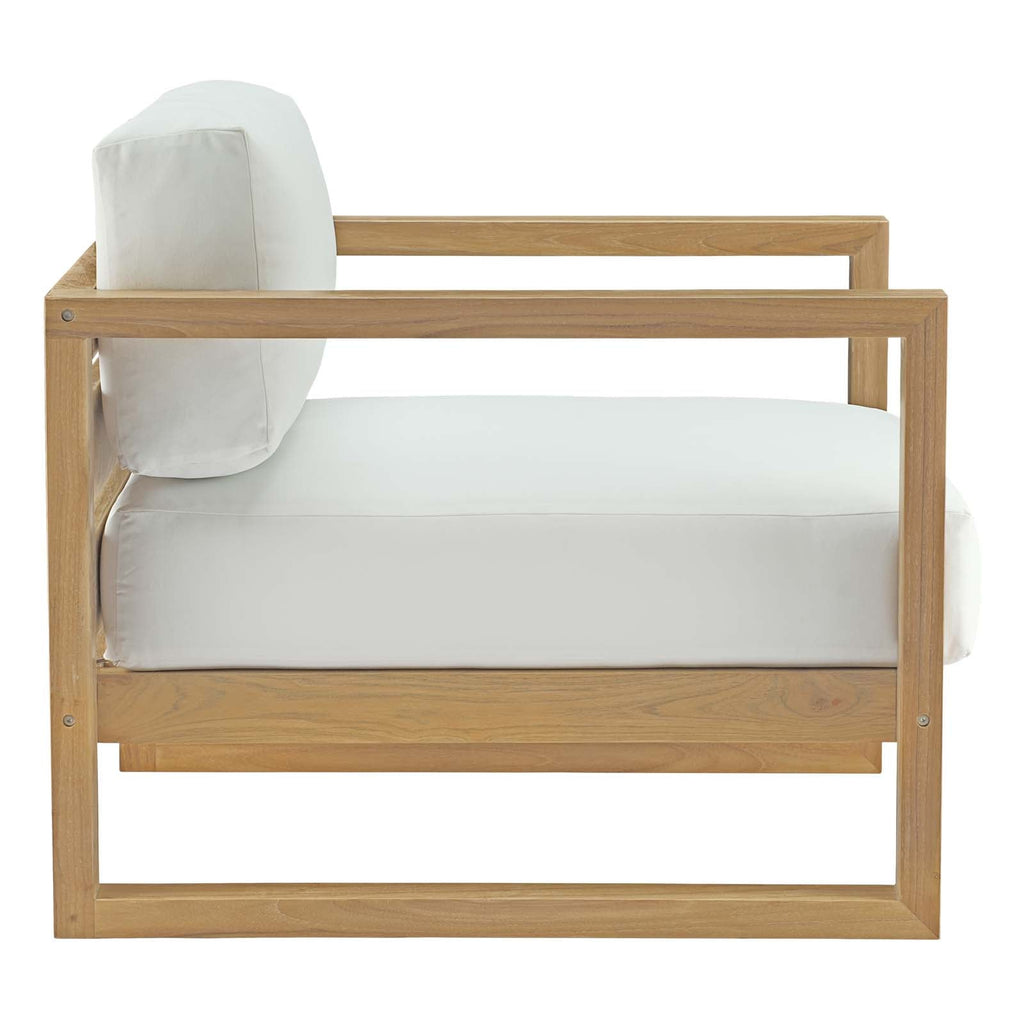 Upland Outdoor Patio Teak Armchair in Natural White