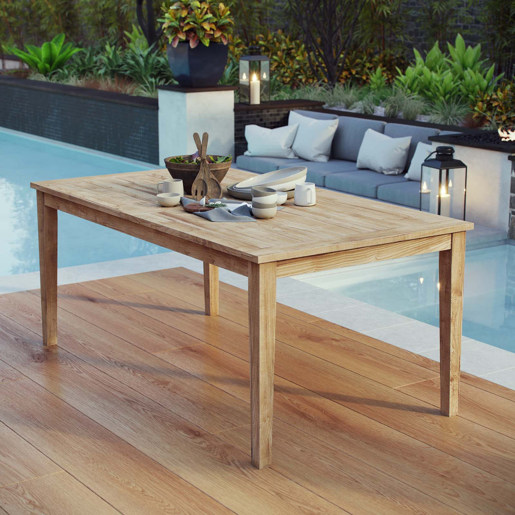 Marina 72" Outdoor Patio Teak Dining Table in Natural