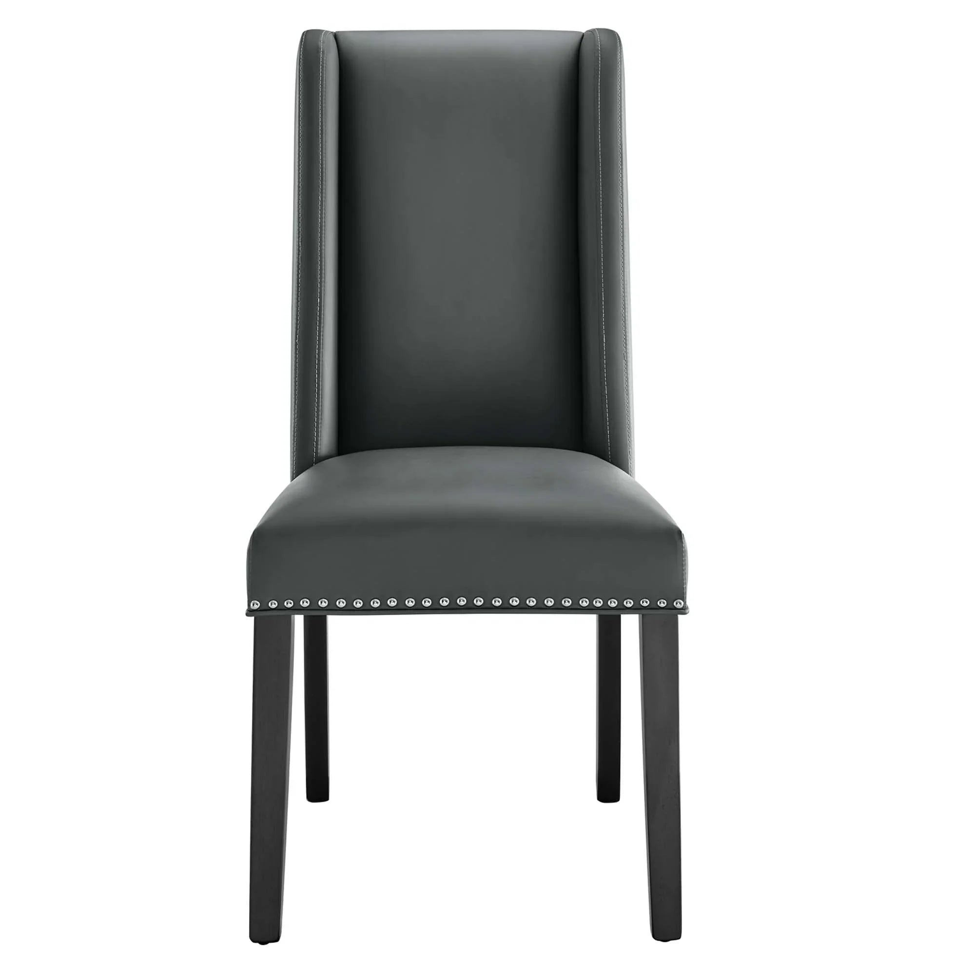 Baron Vinyl Dining Chair Set of 2 in Gray