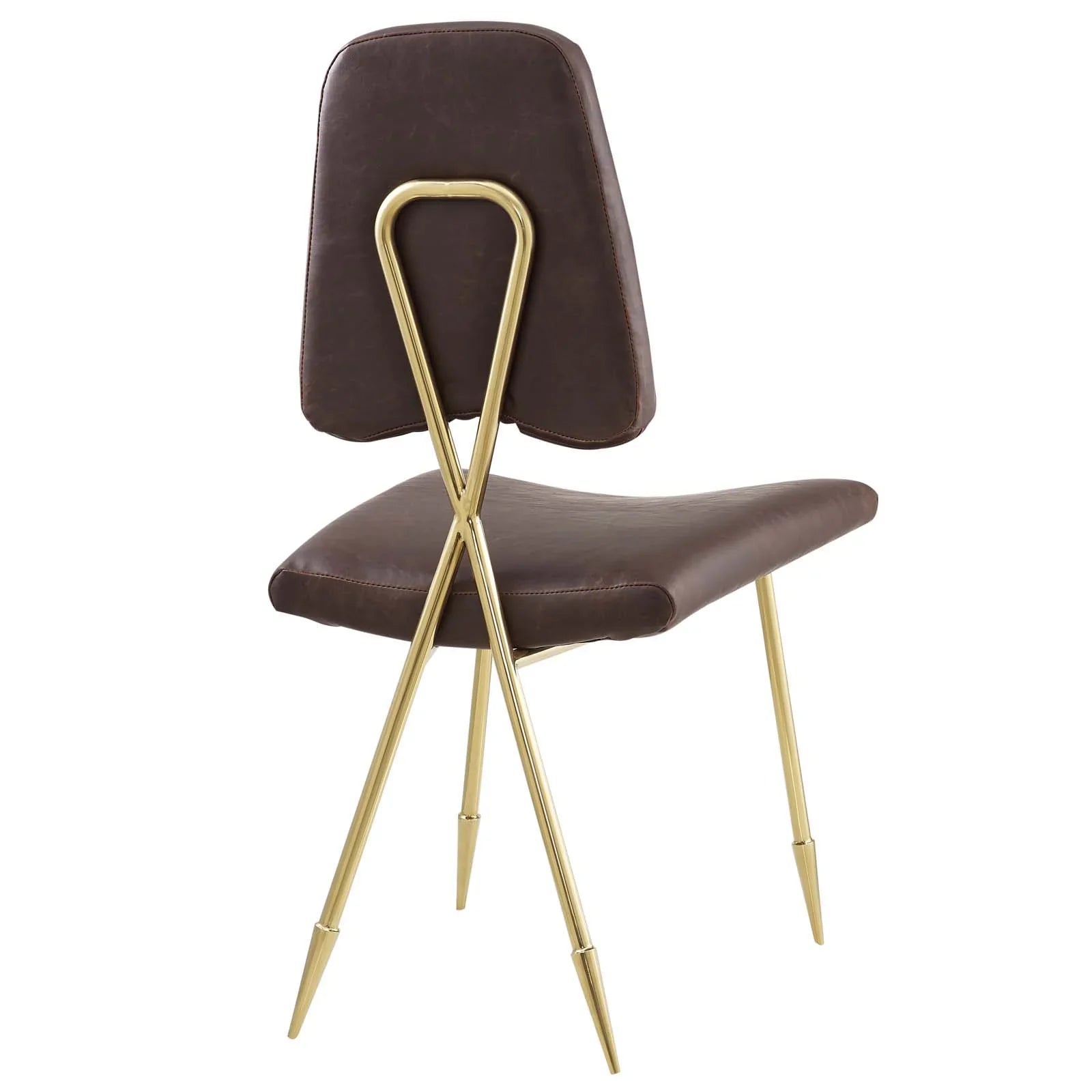 Ponder Antique Faux Leather Dining Side Chair in Brown
