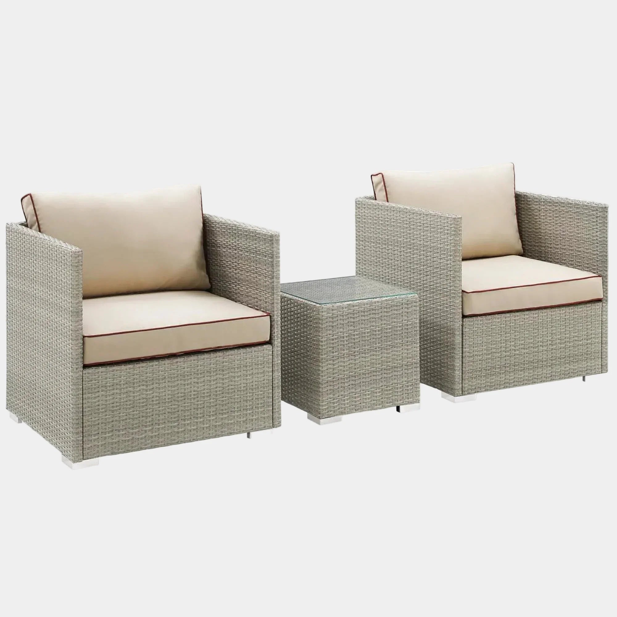 Repose 3 Piece Outdoor Sectional Set in Light Gray Beige
